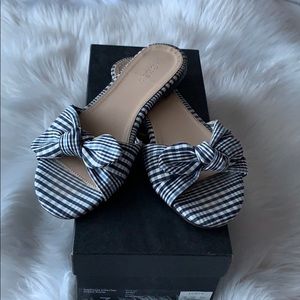 J.Crew Gingham knotted slides